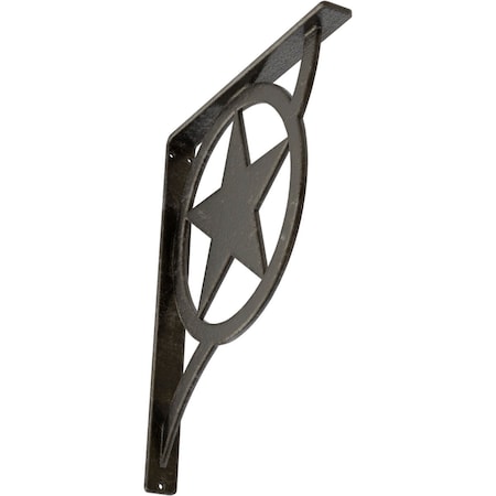 Ekena Millwork Austin Wrought Iron Bracket, (Single center brace), Antiqued Warm Silver 1 1/2"W x 12"D x 15"H BKTM01X12X15SAUAWS